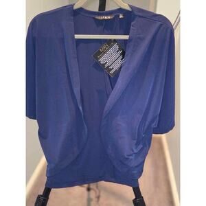 IMAN Global Chic Open Front Cardigan – Navy Blue, Size L (NWT)